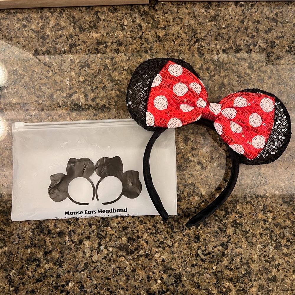 Red Polka Dot Mouse Ears Headband